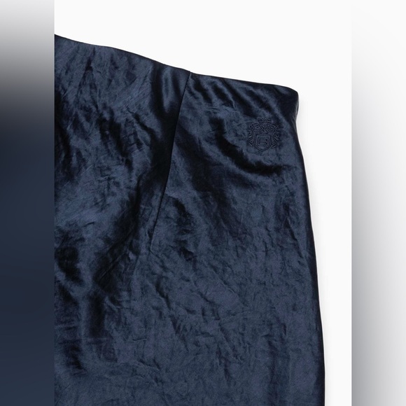 Babaton High Rise Satin Slip Mini Skirt, Size 8 - Admiral/Navy Blue - Picture 9 of 9